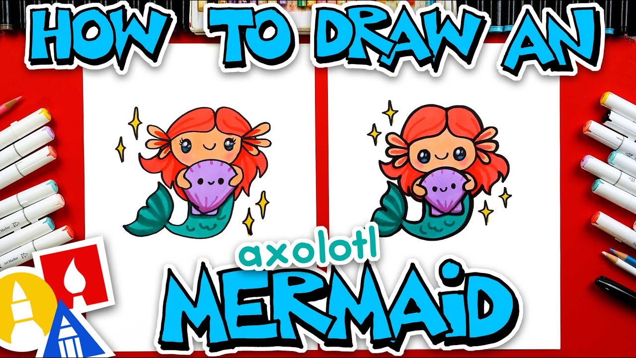 How To Draw A Cute Axolotl Mermaid