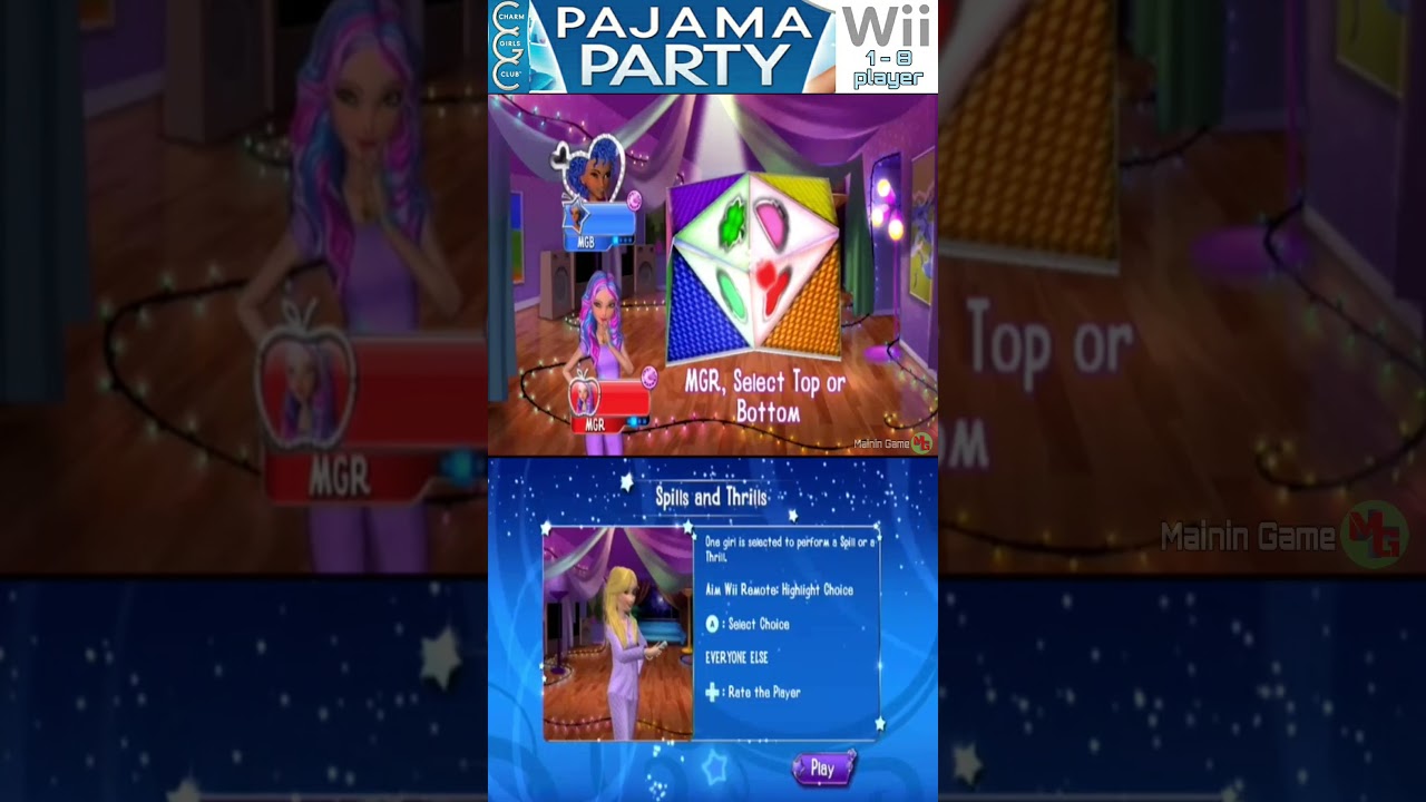spills and thrills - Charm Girls Club Pajama Party minigames - mainin game