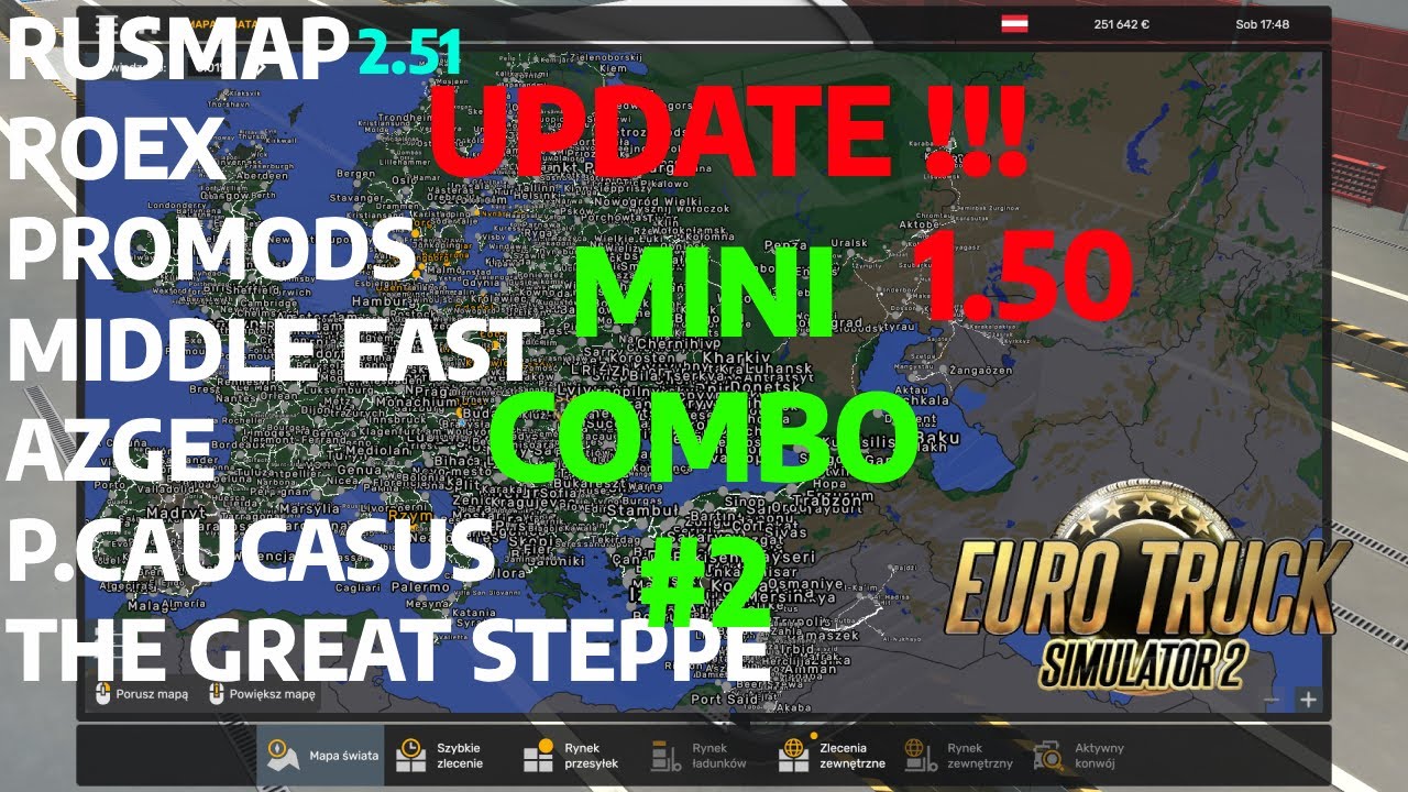 Mini Combo #2 UPDATE !!! ETS2 1.50 - PROMODS TGS  MIDDLE EAST RUSMAP ROEX AZGE PROJECT CAUCASUS