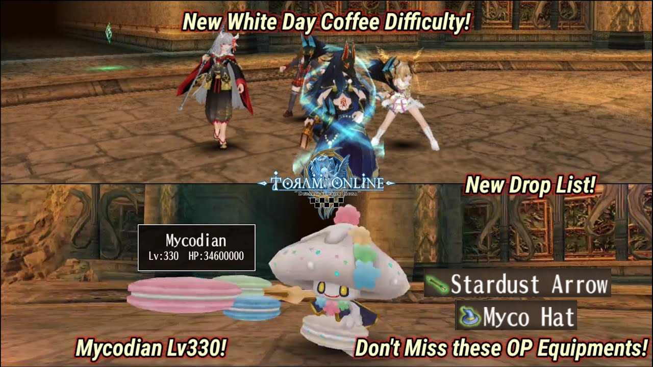Toram Online - New Coffee Difficulty Mycodian Lv330 & New Drop List! | OP Equipments?