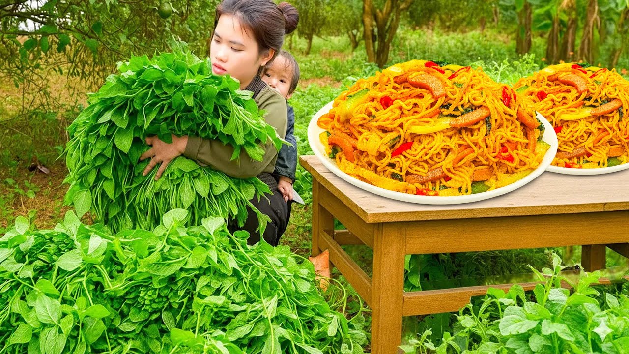 Harvesting 1500kg Malabar Spinach to Sell at Market - How to Cook Stir-Fried  Noodle with CEO Hung