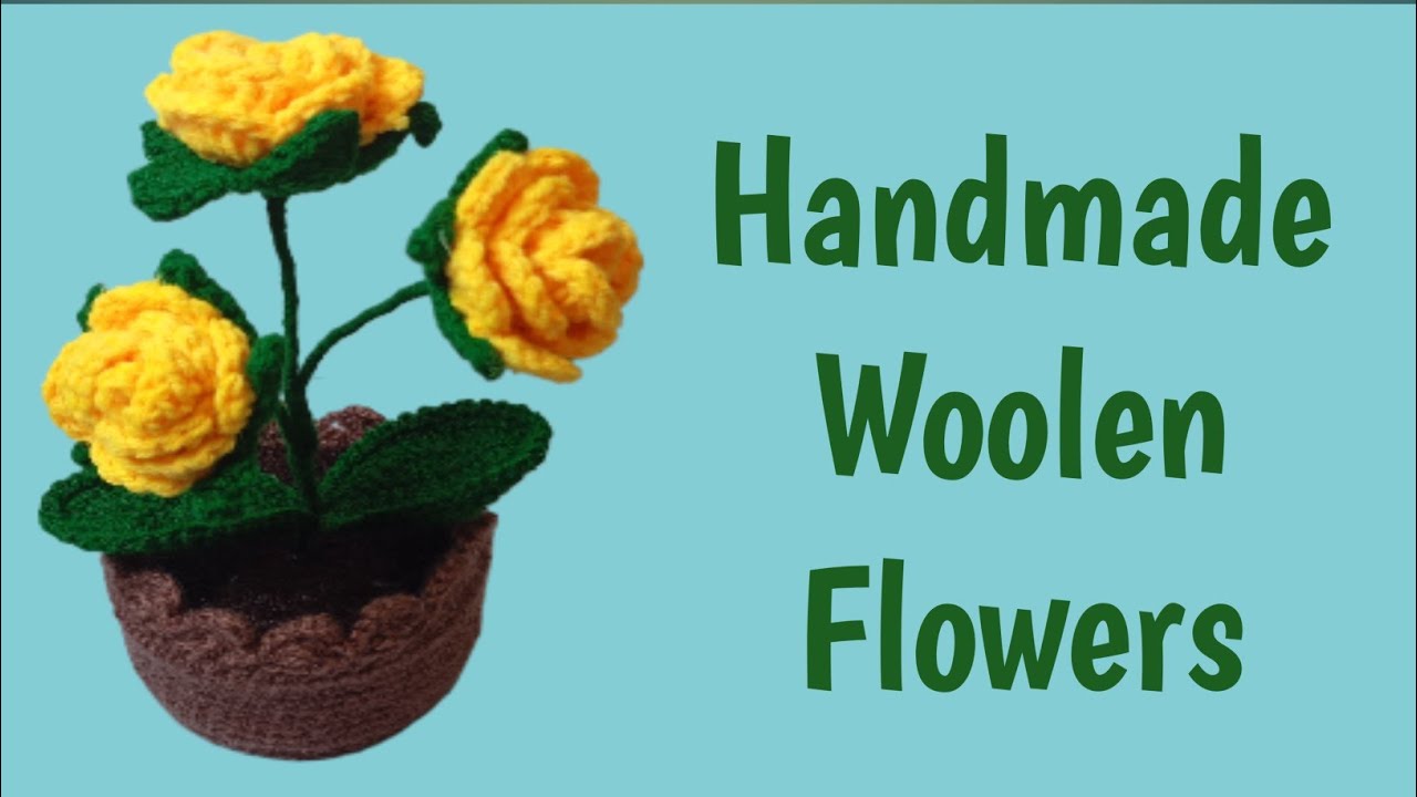 Beautiful Crochet Flower Pot 🌼 | Easy Woolen Flower Making | Handmade Home Decor