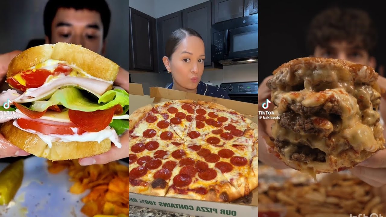 TIKTOK MUKBANG COMPILATION FIVE GUYS BURGERS PIZZA SANDWICH WRAPS FRIED CHICKEN NASHVILLE IN N OUT