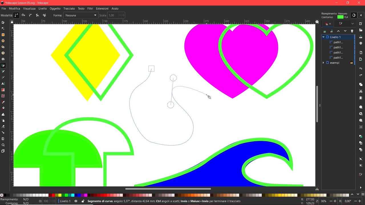 INKSCAPE Lezione 05 - Come Disegnare, Strumento Penna, Nodi, Maniglie, Segmenti
