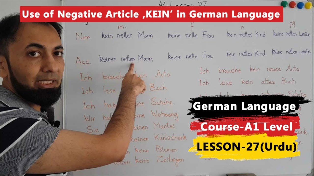 A1 German Course | Lesson 27 | How to make negative sentences in German Language |Use of kein | Urdu