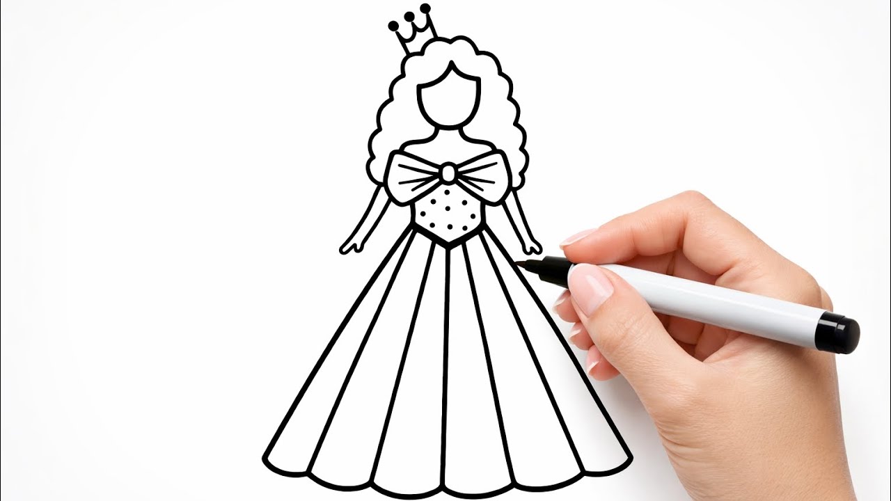 How to draw a girl| princess drawing step by step| easy Tutorial of little princess for biggeners 