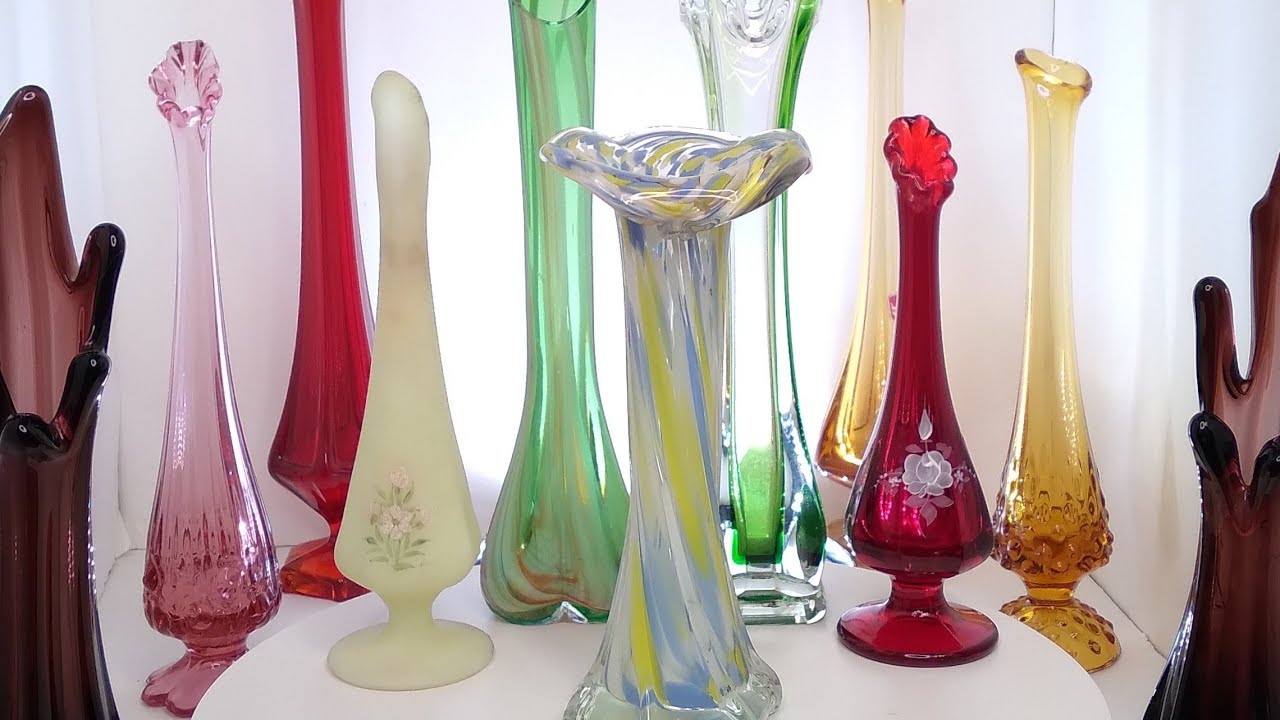 Swung Glass Vases! Rossini, Fenton, Viking, Norcrest, Taiwan, Italy, US, Japan Art Glass!