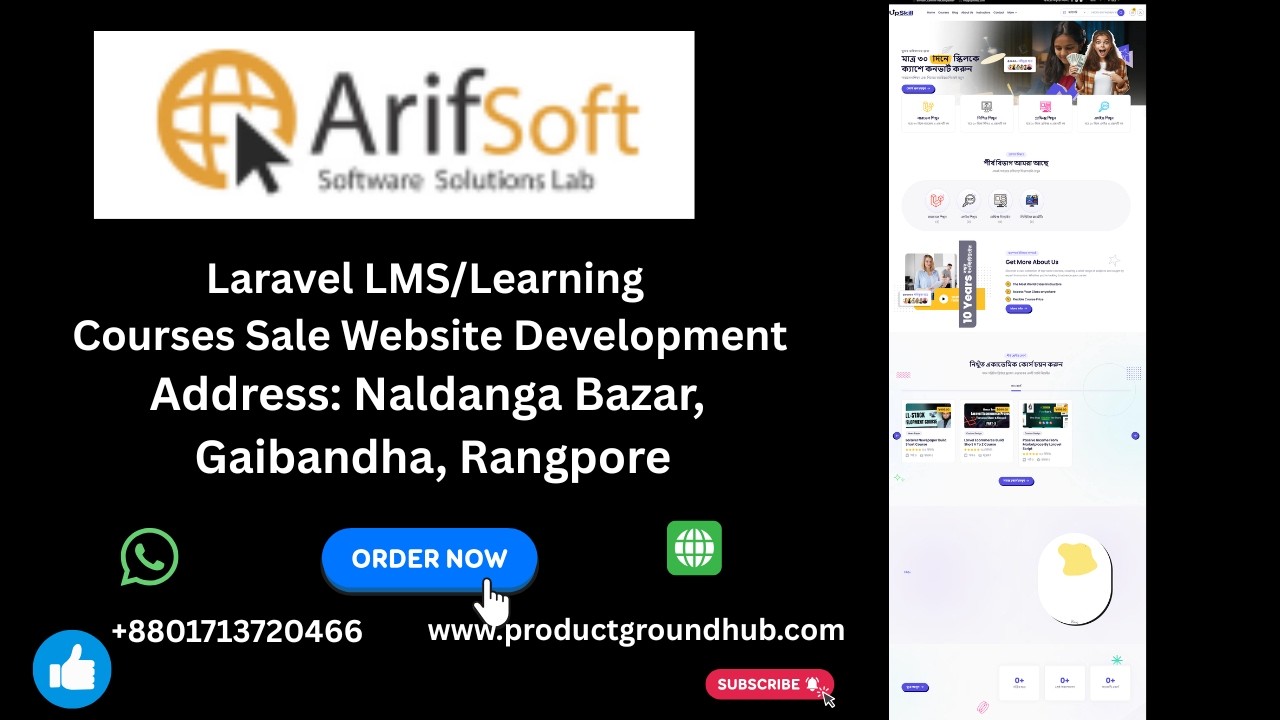 Laravel LMS/Courses sale web Site Development/Design Service-Arifsoft We provide Web Dev Service.