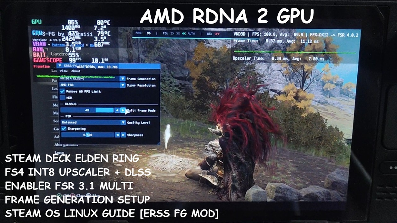 Steam Deck Elden Ring FSR 4 Upscaler + DLSS Enabler FSR 3.1 Multi Frame Gen Setup Steam OS Linux
