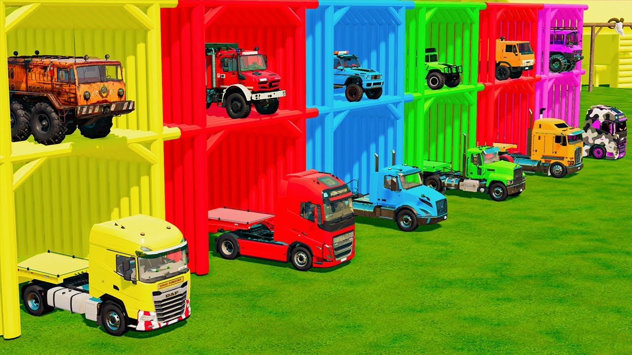 TRANSPORTING POLICE CAR, TANK, FIRE ENGINE & TRUCKS WITH HAULER TRUCKS! - Farming Simulator 22