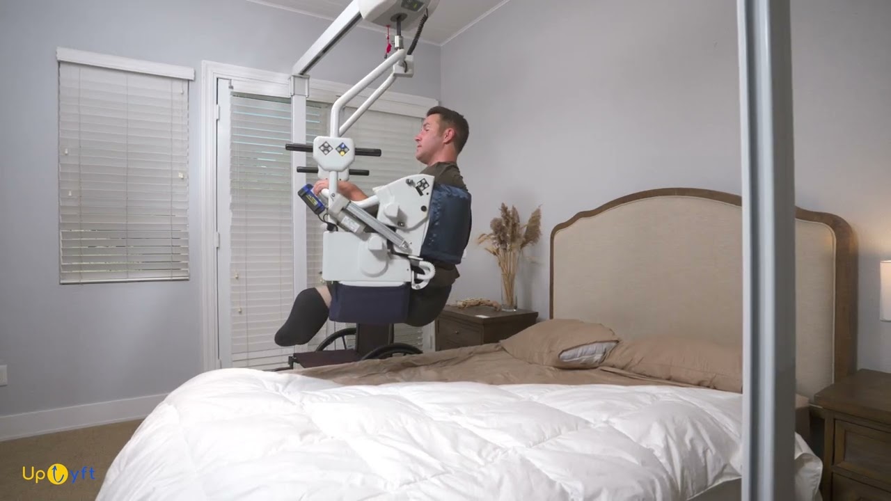 BILD Uplyft assisted bed to chair ceiling lift transfer video