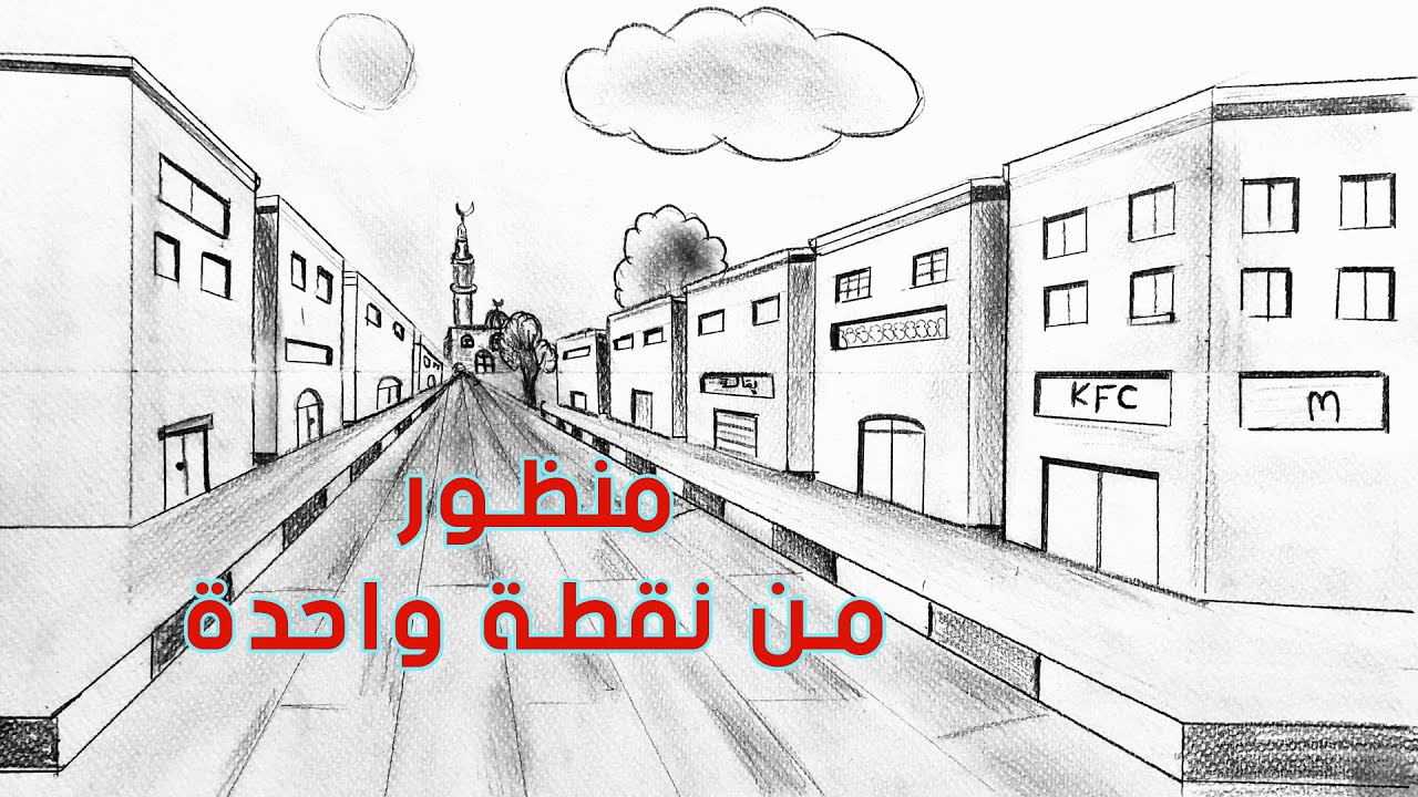 تعلم طريقة رسم المنظور الهندسي من نقطة واحدة لرسم التعبير الفني Draw the perspective from one point