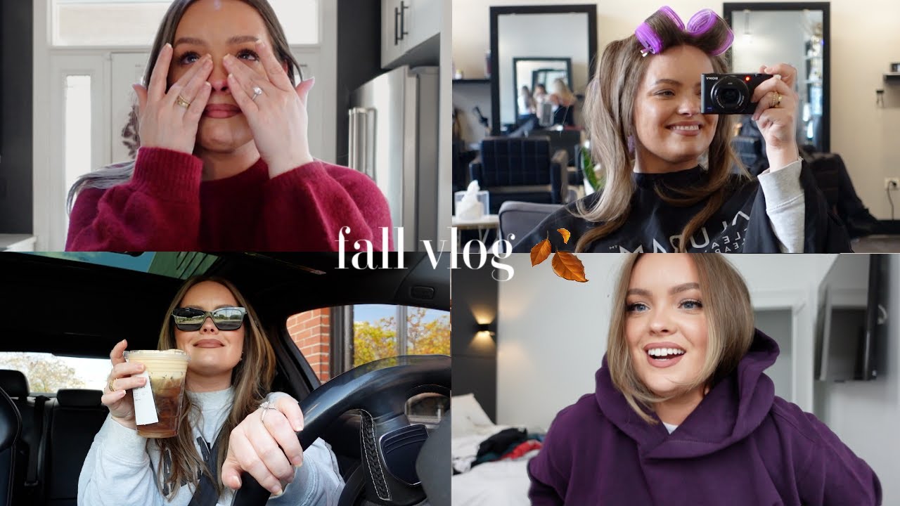 FALL VLOG 🍂 grwm, got attacked by a dog, going brunette, aritzia try on haul, & packing for vermont!