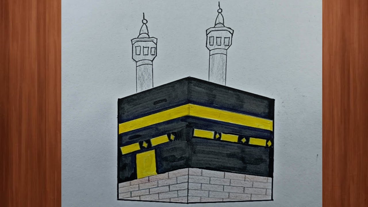 رسم سهل | رسم الكعبة الشريفة | رسم بطريقة سهلة للمبتدئين خطوة بخطوة | رسم بمناسبة عيد المولد النبوي