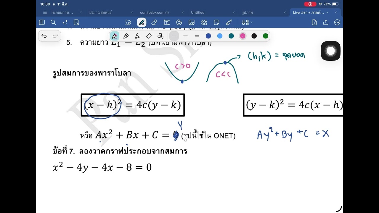 สอนเรื่องเรขาคณิตและภาคตัดกรวย แก้2ข้อ0.5คะแนน (นางสาวภิรญา ธรรมย์พานิช ม.4/3 เลขที่13)
