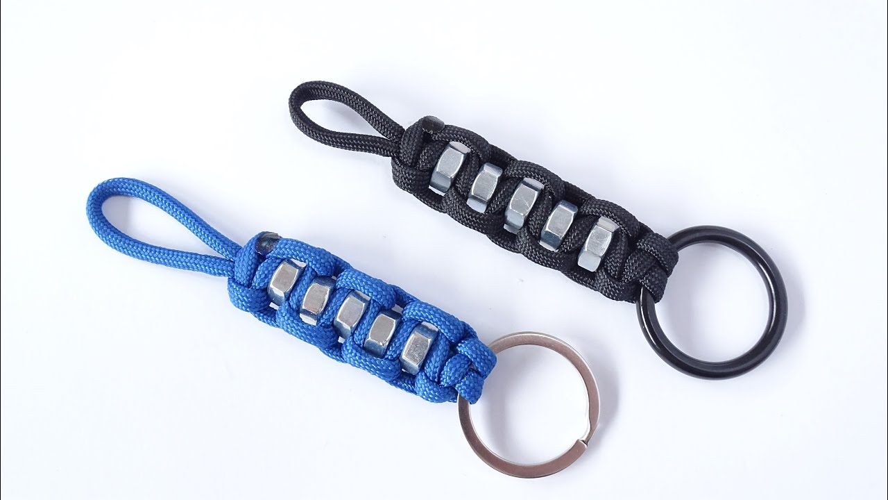 Loop and Ring Key Fob / Make a Simple Paracord Hex Nut Keychain – Cobra Square Knot - CBYS
