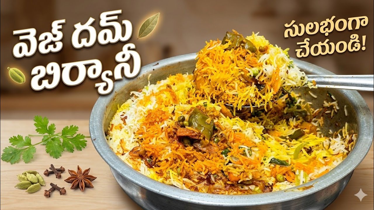 ఇంట్లోనే వెజ్ దమ్ బిర్యాని  మంచి రుచిగా పర్ఫెక్ట్ గా చేయాలంటే ఇలా చేయండి 👈veg Dum Biryani in Telugu 