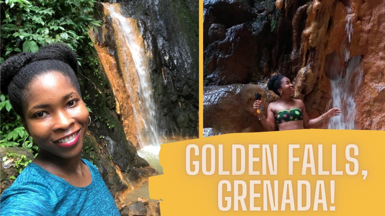 Hiking to Golden Falls in Mount Horne, St  Andrew, Grenada! Hot & Cold Sulphur Waterfall in Grenada!