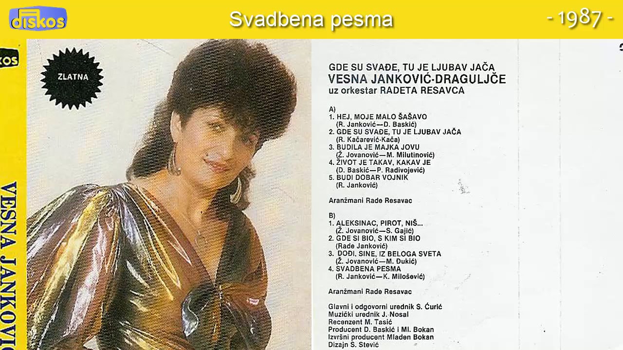 Vesna Jankovic Draguljce - Svadbena pesma - (Audio 1987)