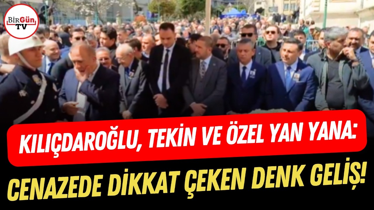 Cenazede dikkat &ccedil;eken g&ouml;r&uuml;nt&uuml;ler: Kılı&ccedil;daroğlu, G&uuml;rsel Tekin ve &Ouml;zg&uuml;r &Ouml;zel yan yana denk geldi!