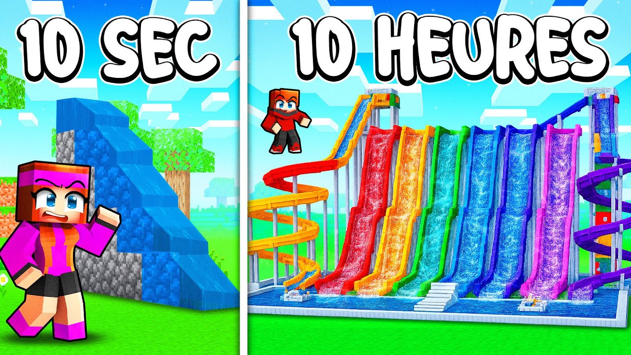 10 secondes VS 1 heure pour construire un Toboggan Aquatique sur Minecraft !