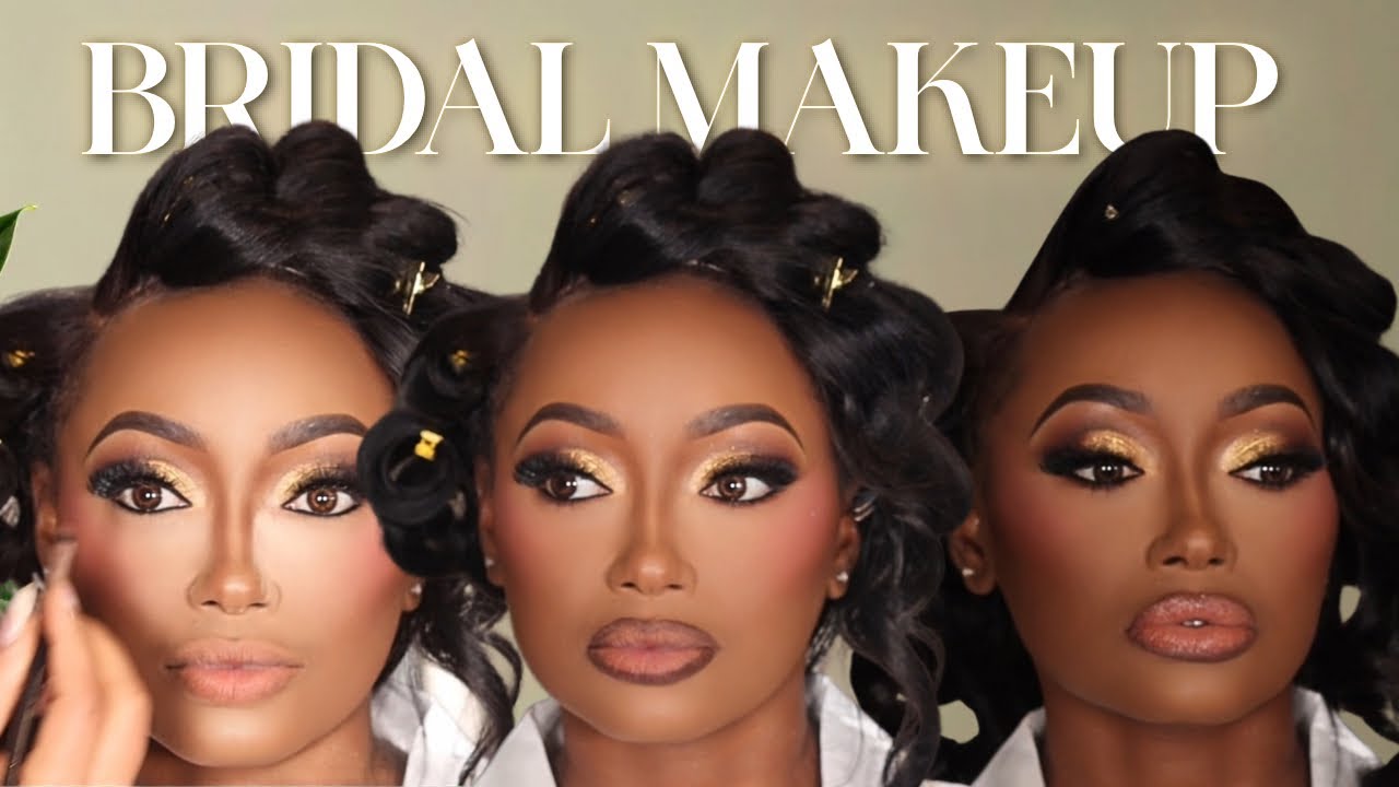 Bridal Glam on Darkskin | Gold Eye Makeup Inspo | Dallas Makeup Artist 