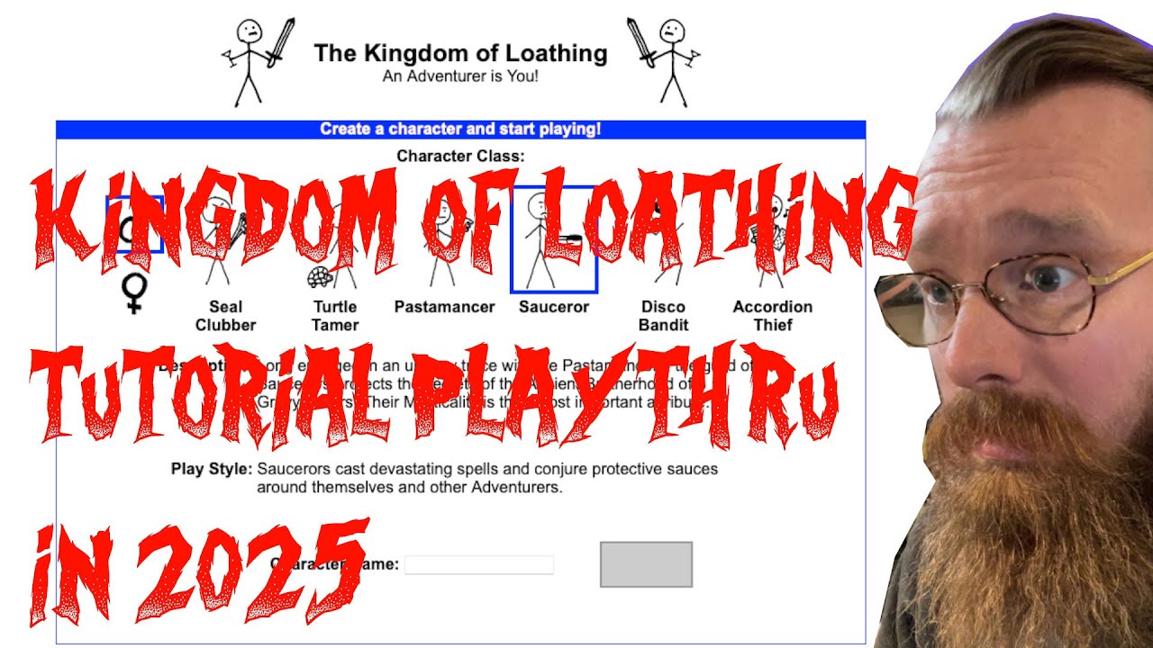 Playing through the Kingdom of Loathing tutorial level in 2025