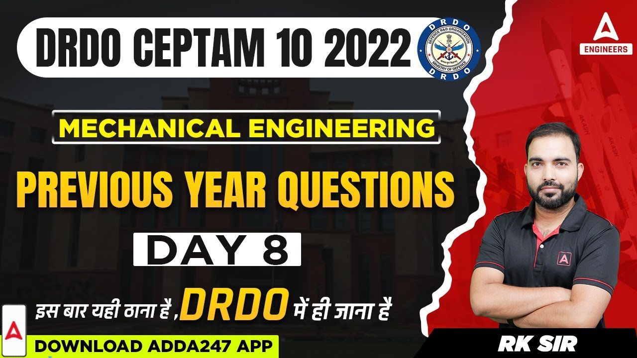 DRDO CEPTAM 10 Previous Year Question Paper #8 | DRDO Mechanical Engineering | DRDO CEPTAM 10 2022