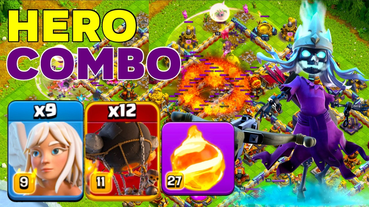 Warden Walk Fireball and Queen Charge TH16 Rocket Balloon Wrecking Legend League Attacks!
