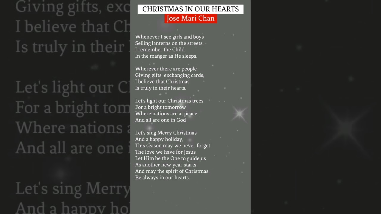 Christmas In Our Hearts - Jose Mari Chan | lyrics #christmasinourhearts #iremembertheChild