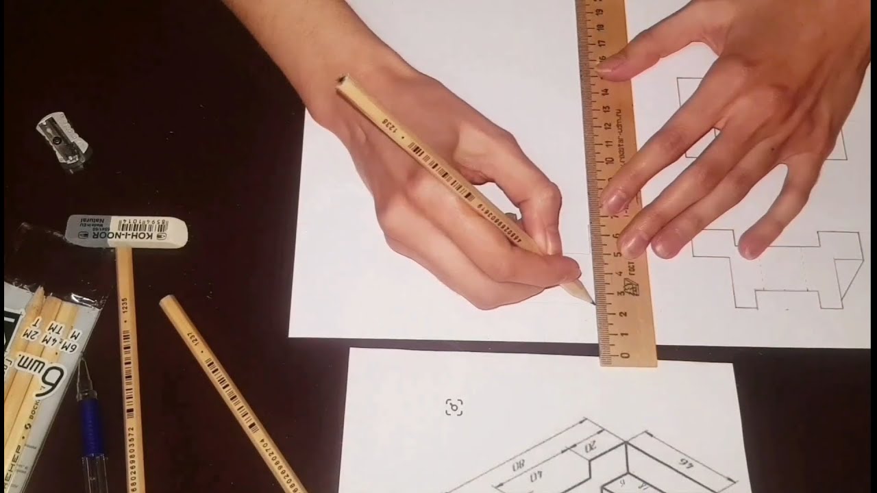 ASMR.  АСМР. Как начертить 3 проекции детали 👩‍🎓