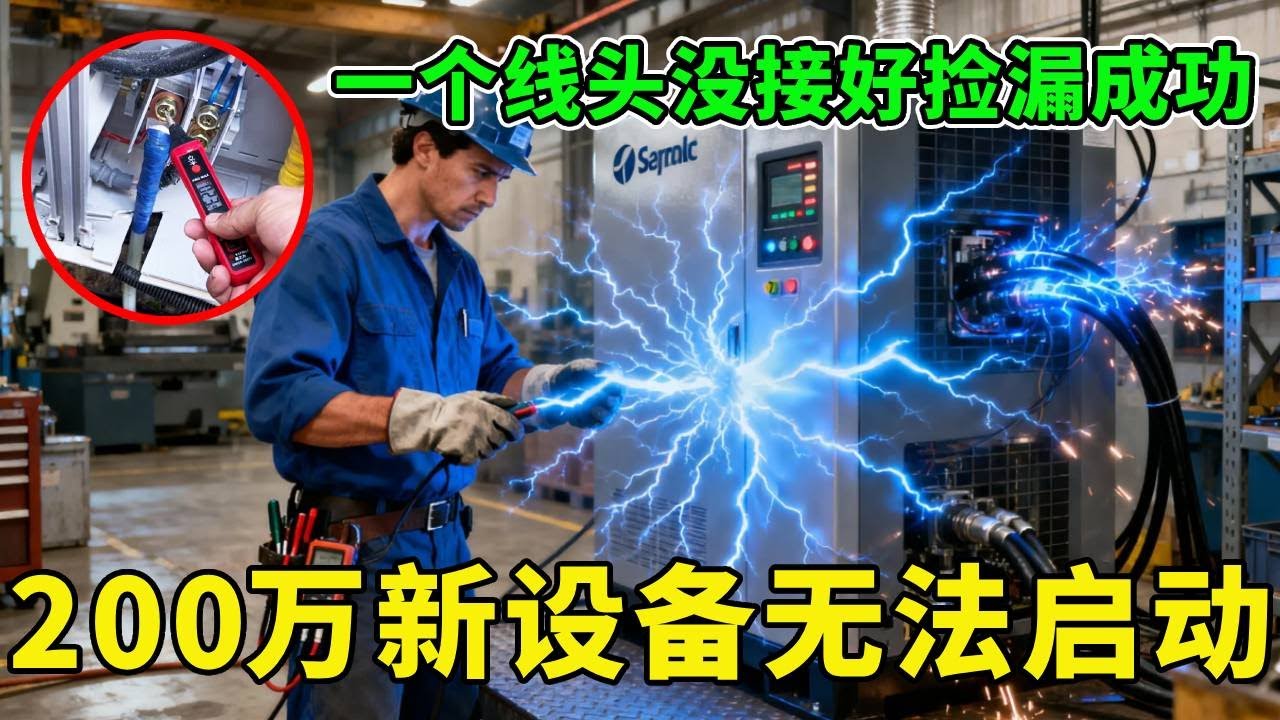 新厂房200万的设备接上电没法用，原来是一个线头没接好，老板一高兴当场就把我装备买了【城阳电工电路】