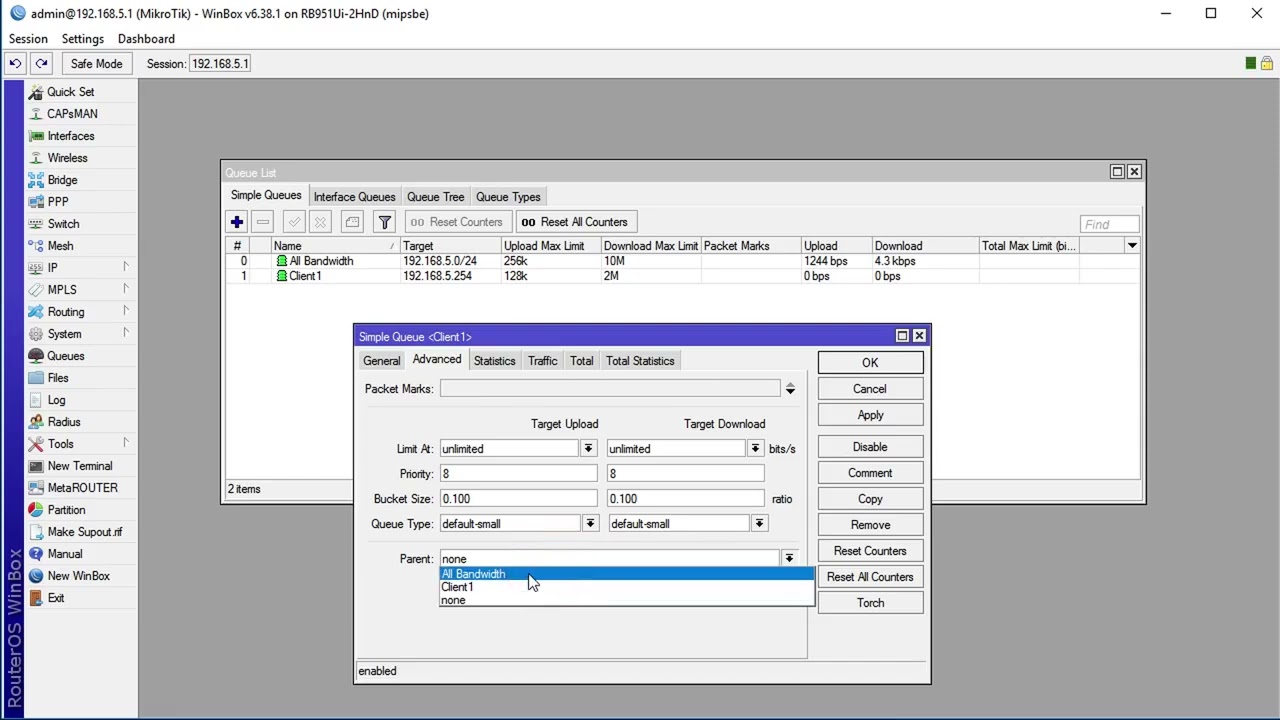 MikroTik Tutorial 10   Bandwidth Management Using Simple Queue