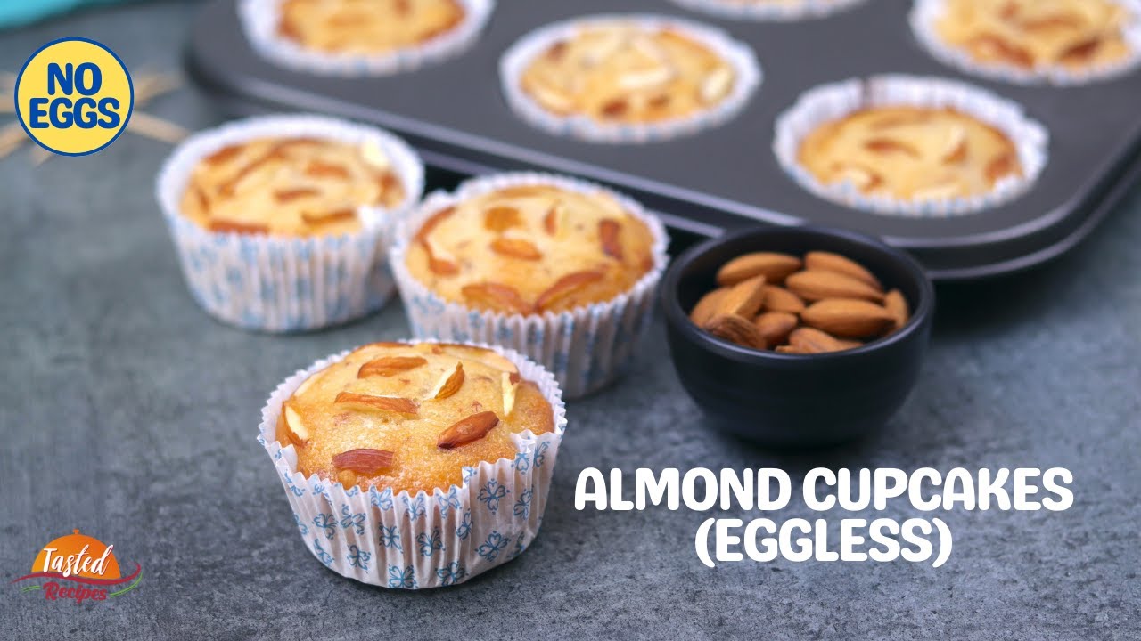 Almond Cupcakes - Eggless Almond Cake