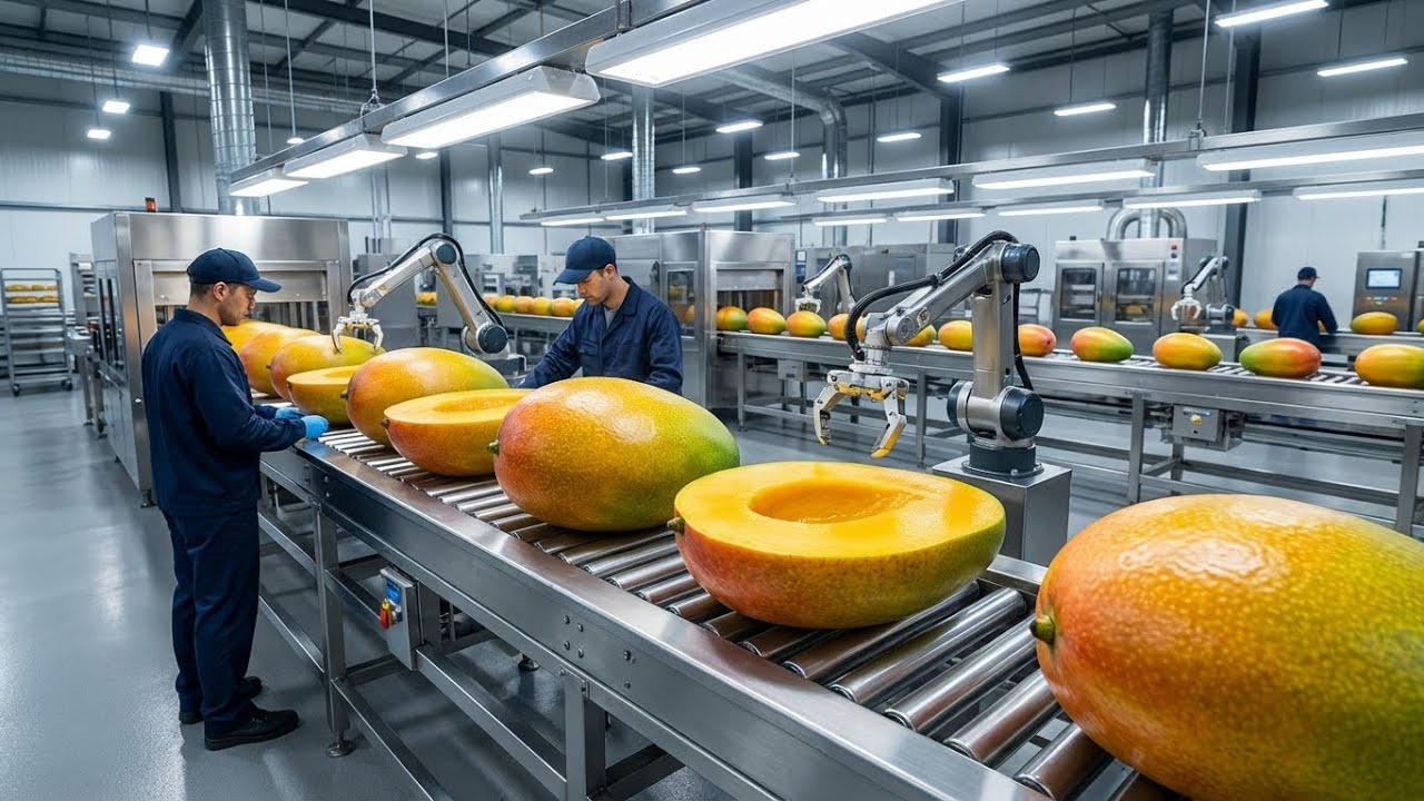 Inside a Factory: How Canned Mango Cubes Are Made for Global Export (Full Process)