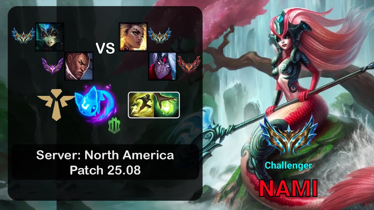 Nami Support + Lucian vs Rell + Varus - NA Challenger - Patch 25.08