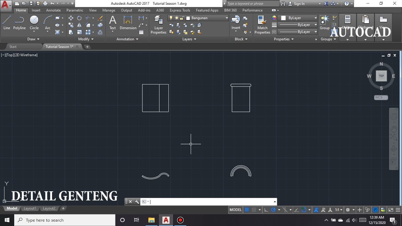 Cara membuat detail genteng dan wuwung di AutoCAD