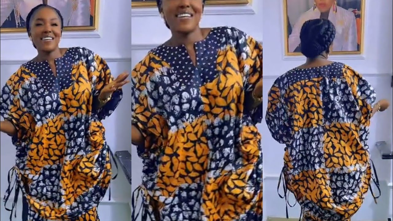 How  to SEW  BUBU KAFTAN  with  BEADED FRONT  FACING and DRAWSTRING