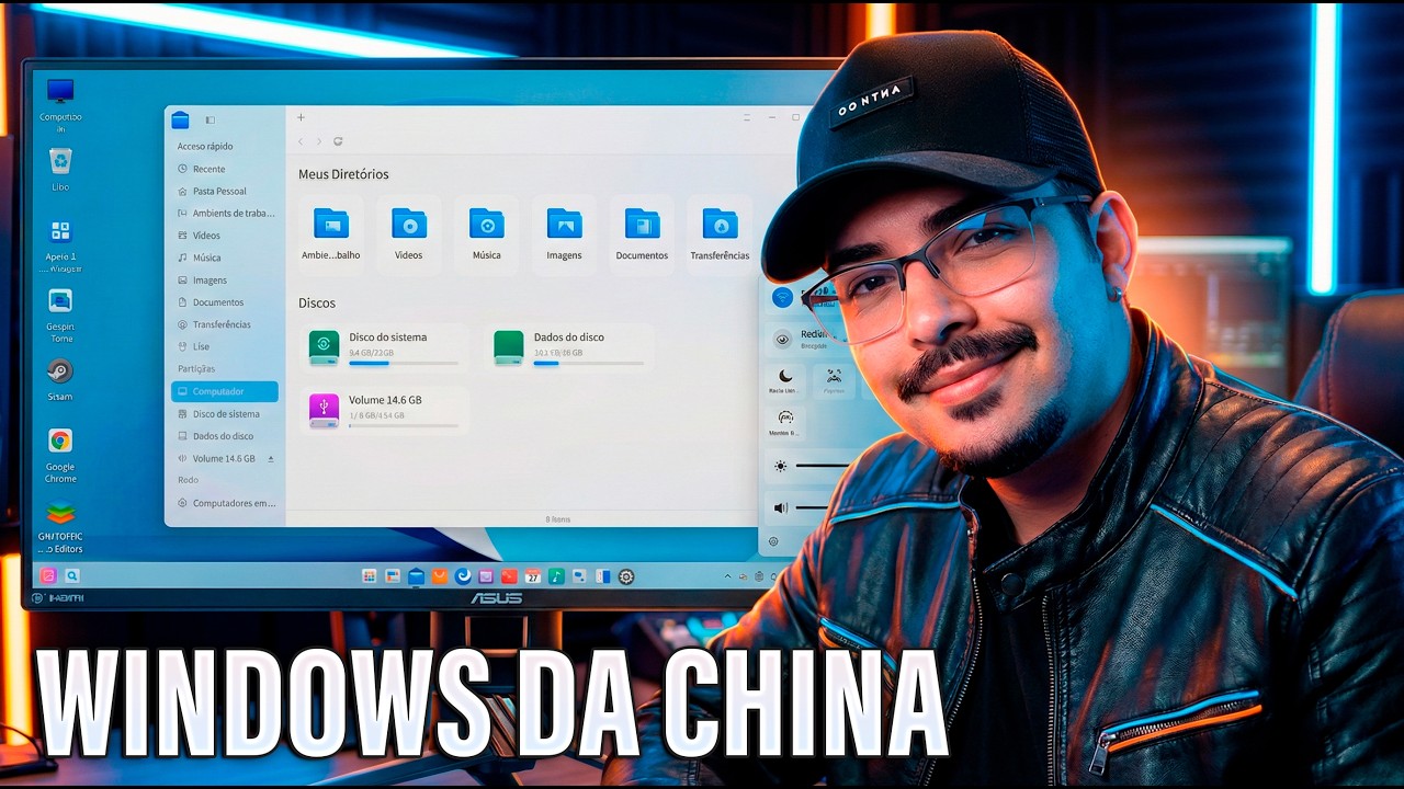 A Microsoft Tremeu? Testei o Sistema da China que Consome SÓ 1.6GB de RAM!