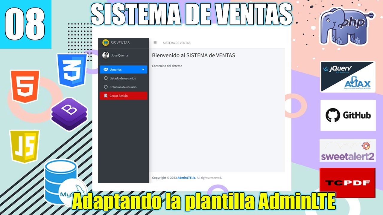 08 Adaptando nuestra PLANTILLA para el Sistema de Ventas con (PHP y MySql) FullStack