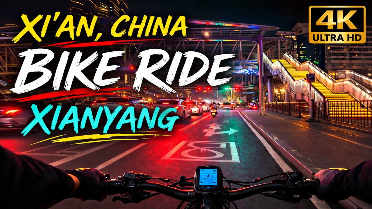 Xi’an China Night Bike Ride 🇨🇳 | Cycling Through Xianyang China in 4K