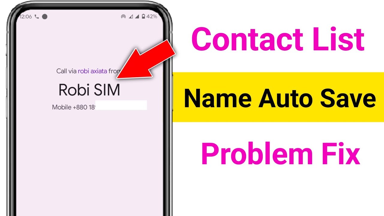 Contact List Name Auto Save Problem || Fix Unknown Number Auto Save Problem