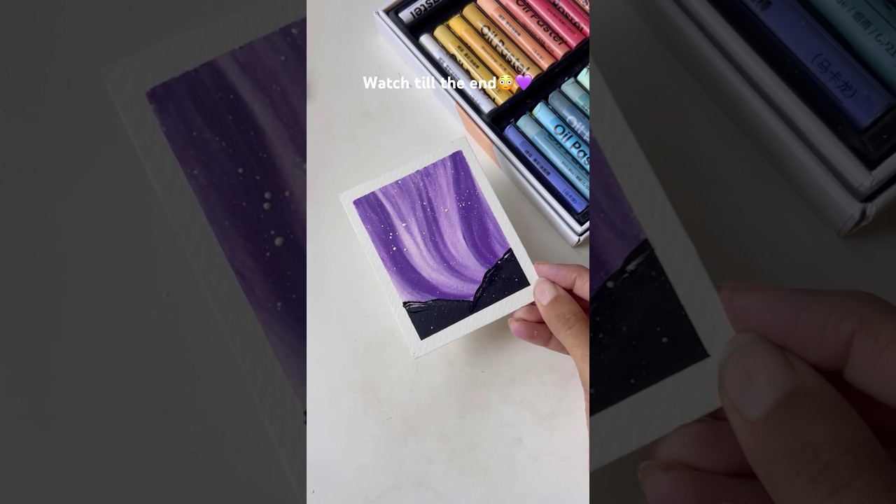 Easy painting ideas😮#tutorial #diy #art #satisfying #oilpastel #oilpasteldrawing #northernlights