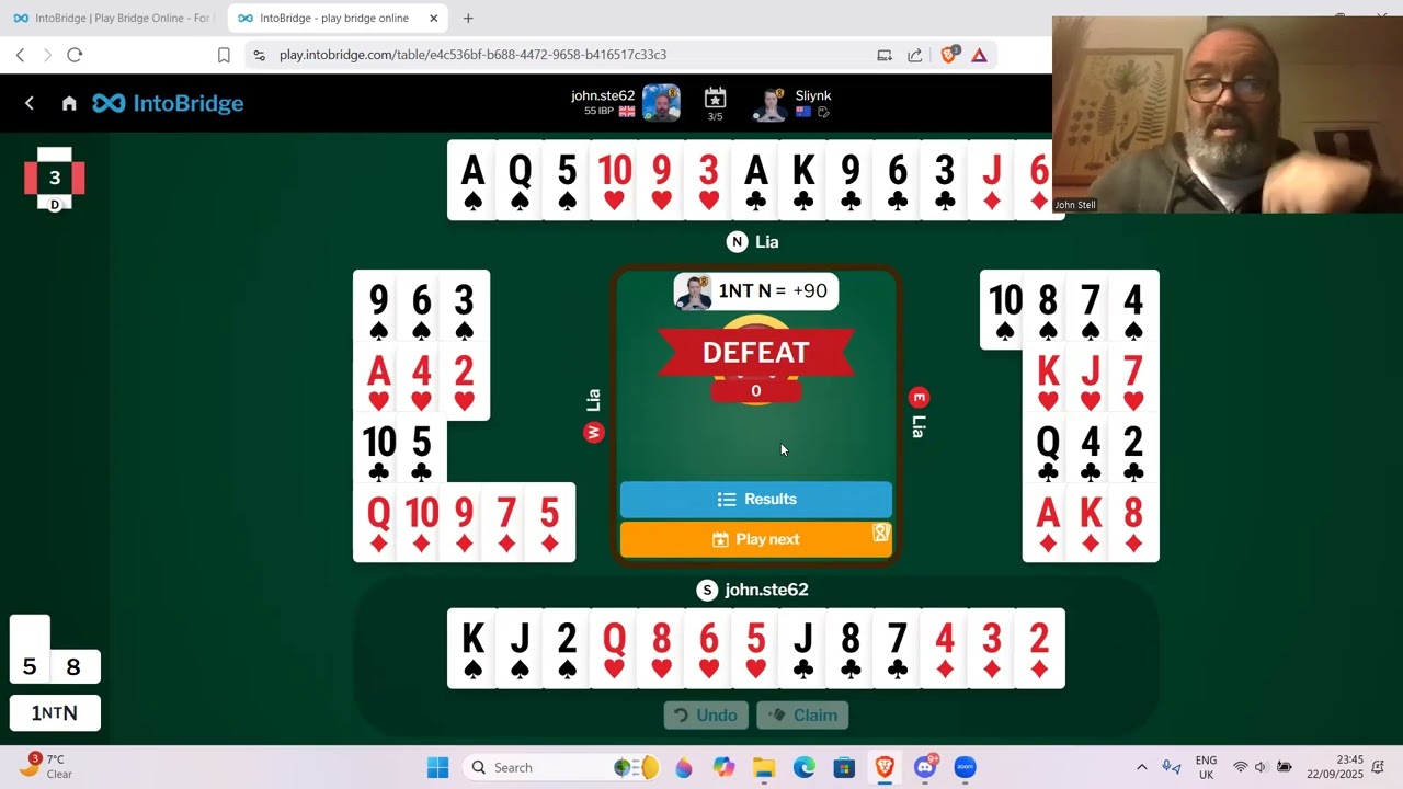 Я против лучшего игрока в бридж Питера Холландса — 22 сентября 2025 г.