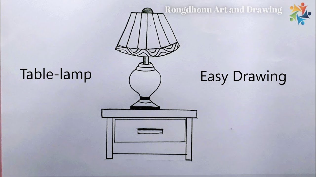 TABLE LAMP drawing | Draw a Table lamp in a Table Very Easy