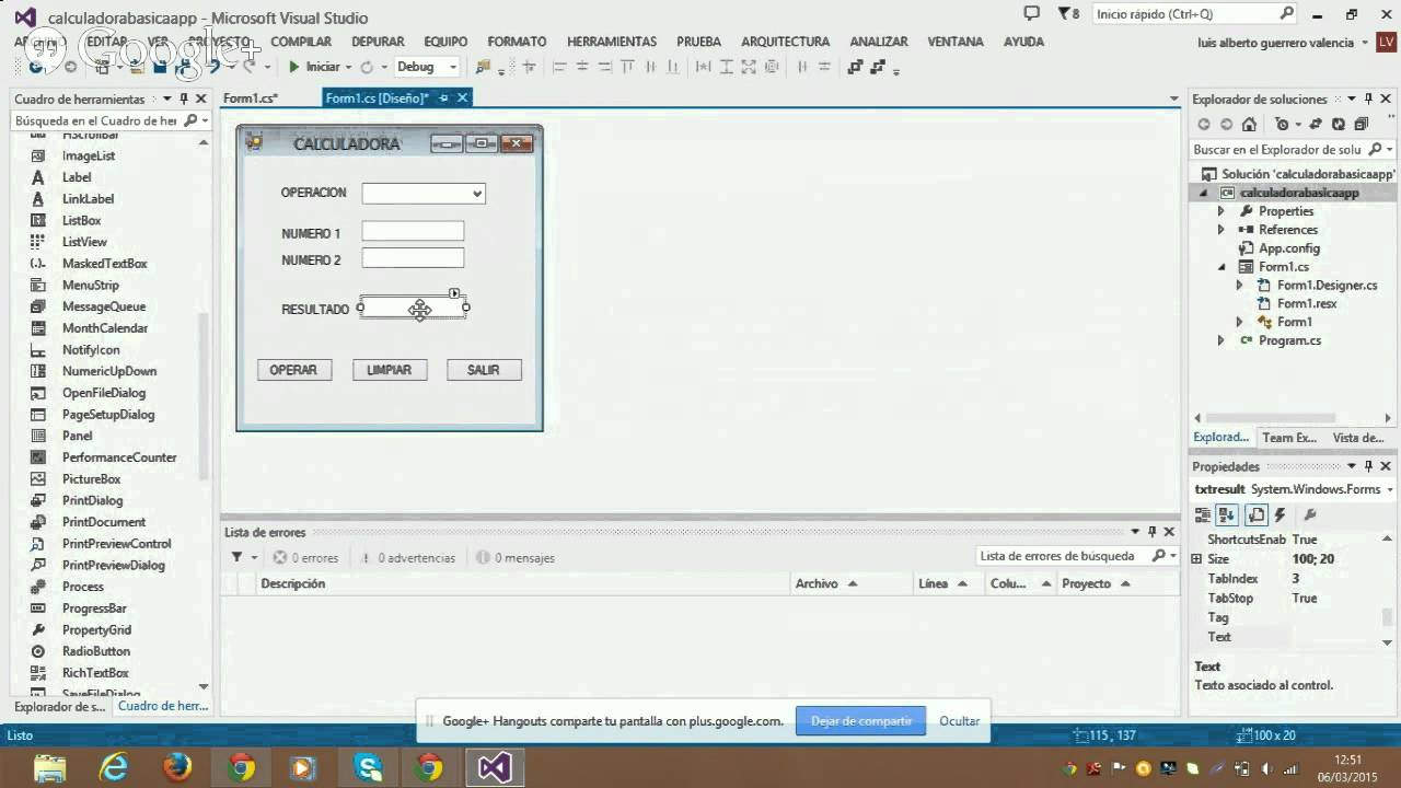 CALCULADORA EN C#(USO DE COMBOBOX Y TEXTBOX)