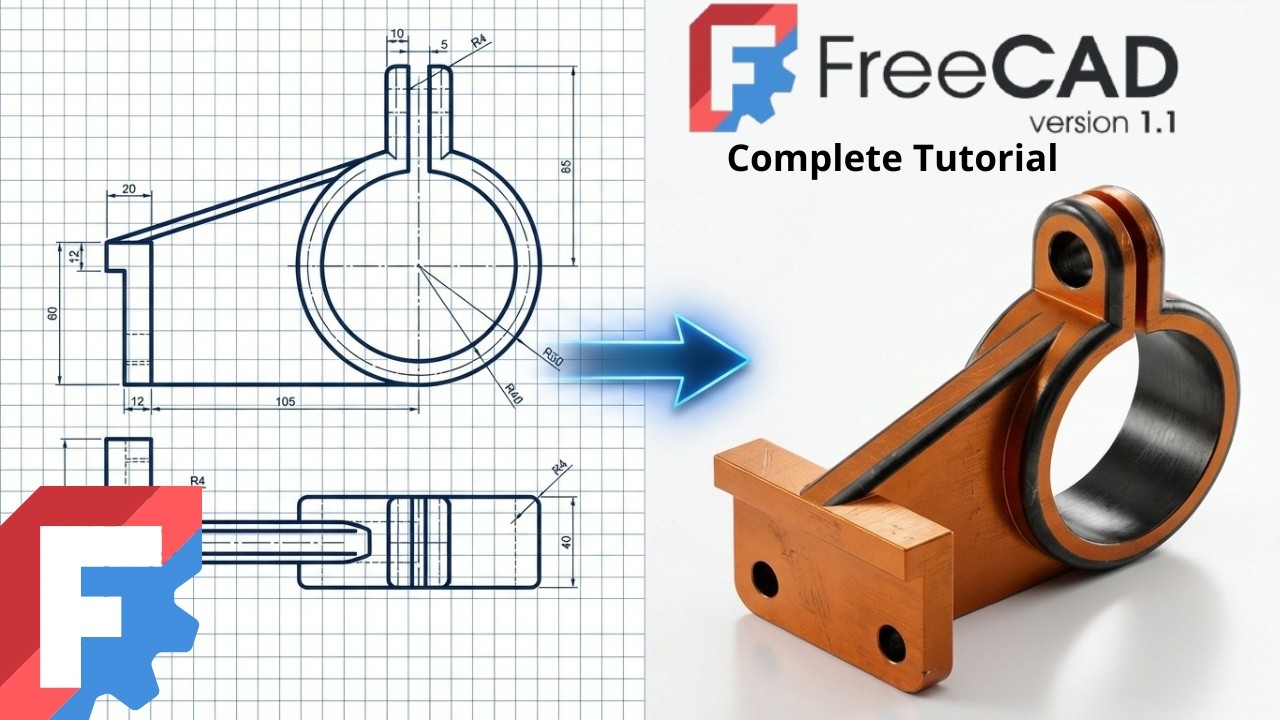 FreeCAD  - Complete Beginner Tutorial Step by Step Exercise 33