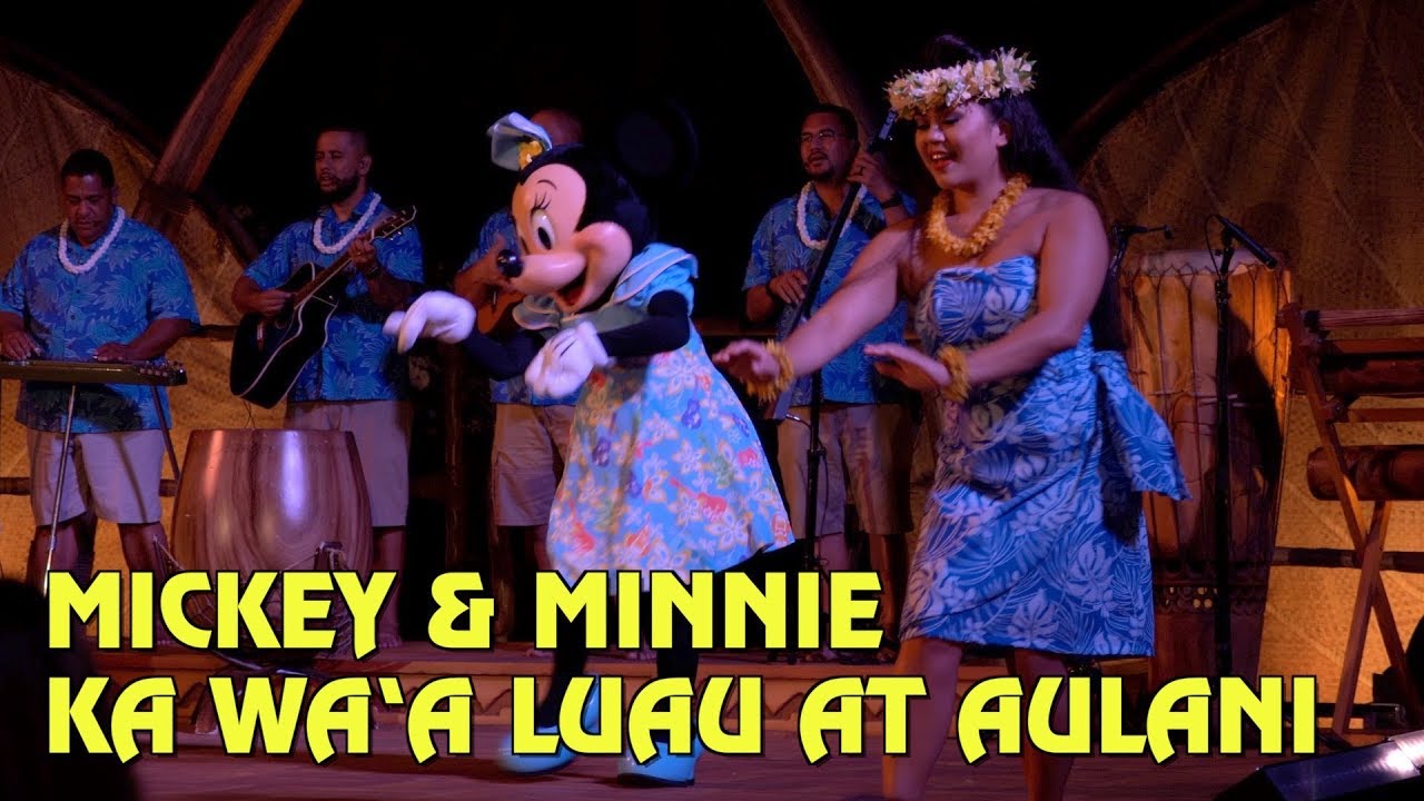 Mickey & Minnie appear in KA WA‘A, a luau at Disney's Aulani Resort in Hawaii