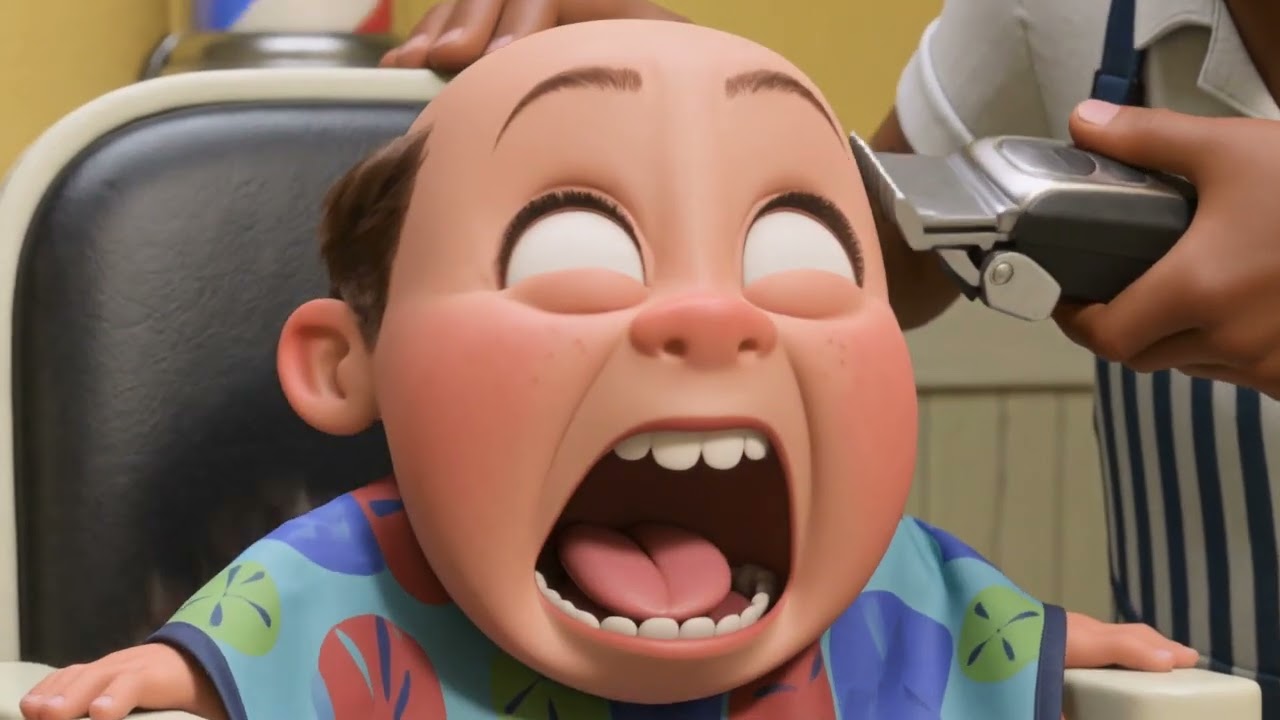 first barber experience #shorts #kids #cartoon #animation #funny #cute #babydino #familyfriendly