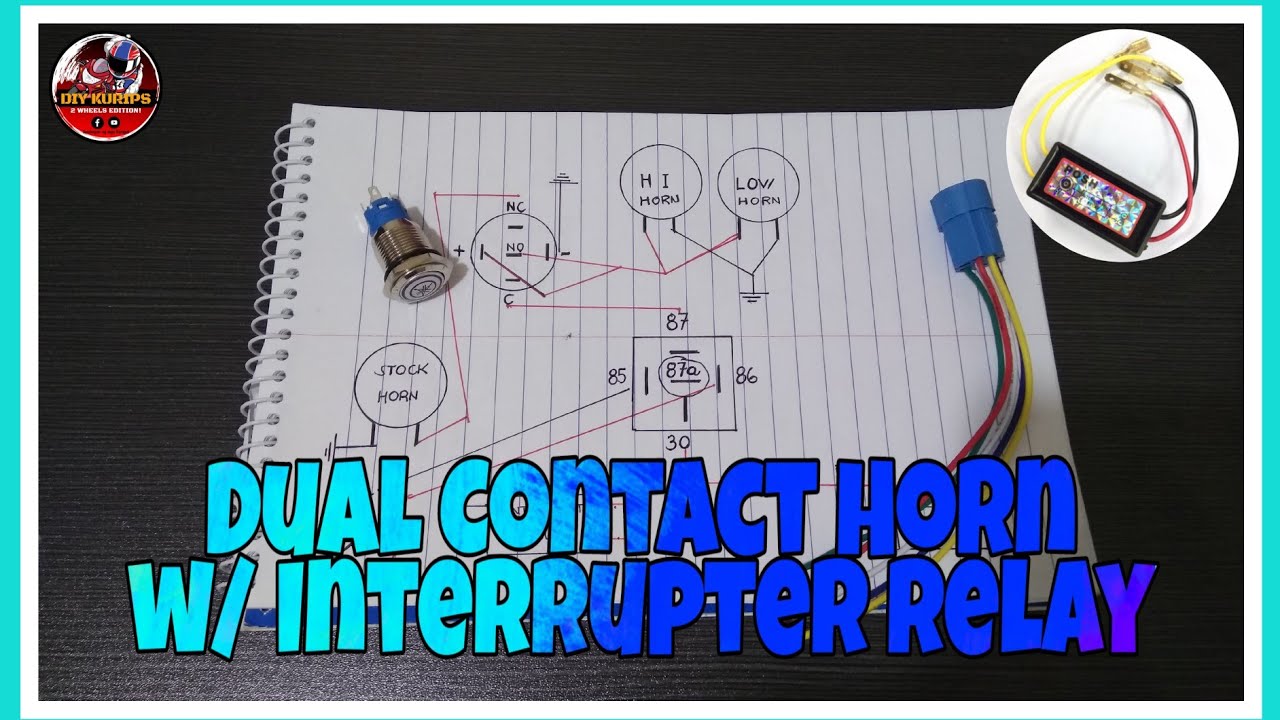 Moto Vlog 14 - Dual contact horn installation diagram (with interrupter relay???)